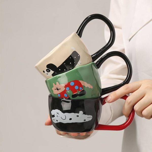 Cute Cartoon Milk Oatmeal Couple Coffee Mug Cup