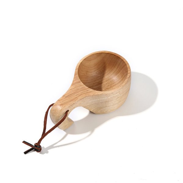 Creative Milk Wooden Mug With Rubber Wood Strap Handle Buckle