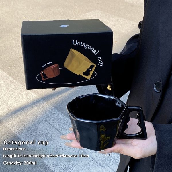 Simple Ink Octagonal Mug Good-looking Ceramic Cup