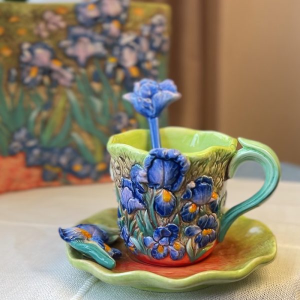 Hand-Painted Van Gogh-inspired Poetic Starry Sky Mug Ceramic Cup And Saucer Set Coffee Mug Tea Cup Set