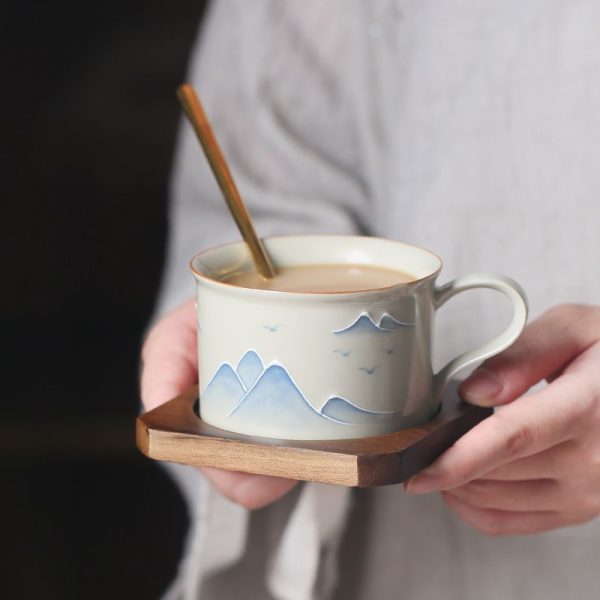 Hand Painted Landscape Coffee Cup Underglaze Household Mug