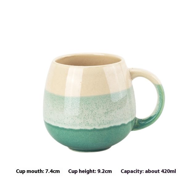 420ml Big Belly Mug Household Ceramic Water Cup Drinking Cup Girls Creative Kiln Baked Color Matching Tea Cup
