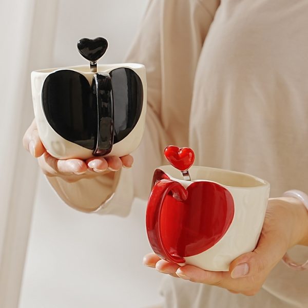 Heart-shaped Ceramic Mug Birthday Gift Souvenir Office Coffee Cup