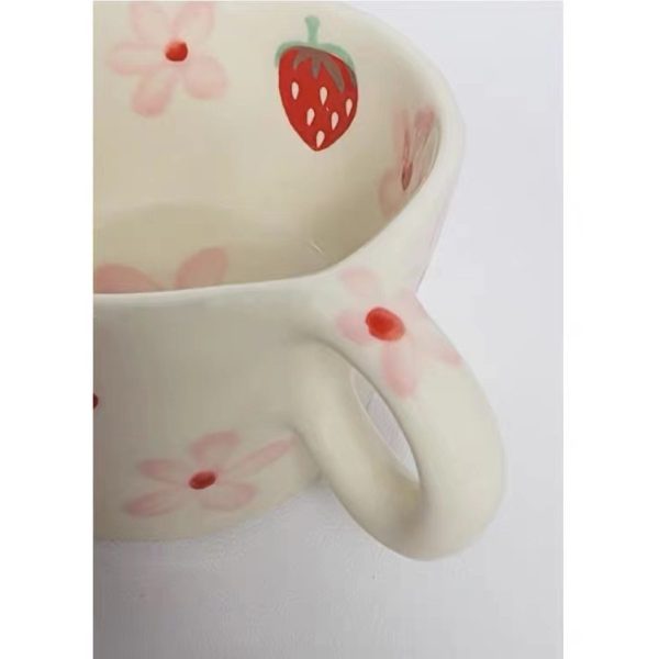 Strawberry Flower Hand-painted Mug Hand-made Ceramics