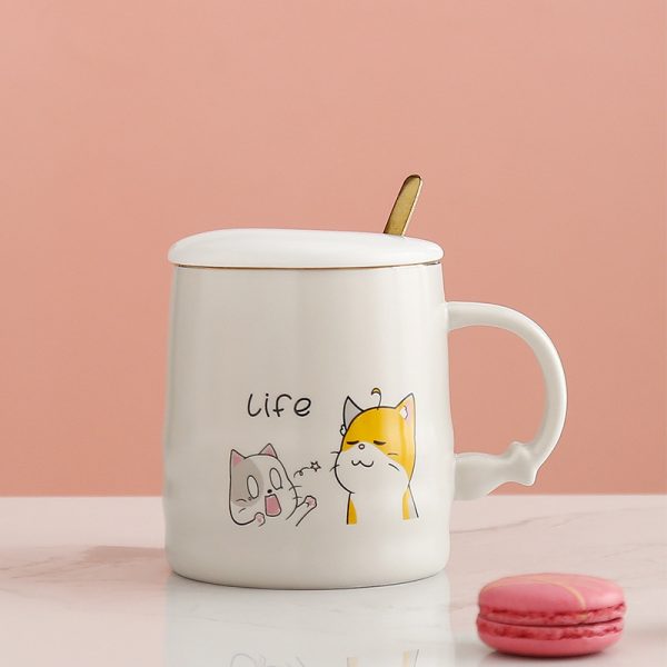 Creative Ceramic Coffee Mug With Lid Spoon