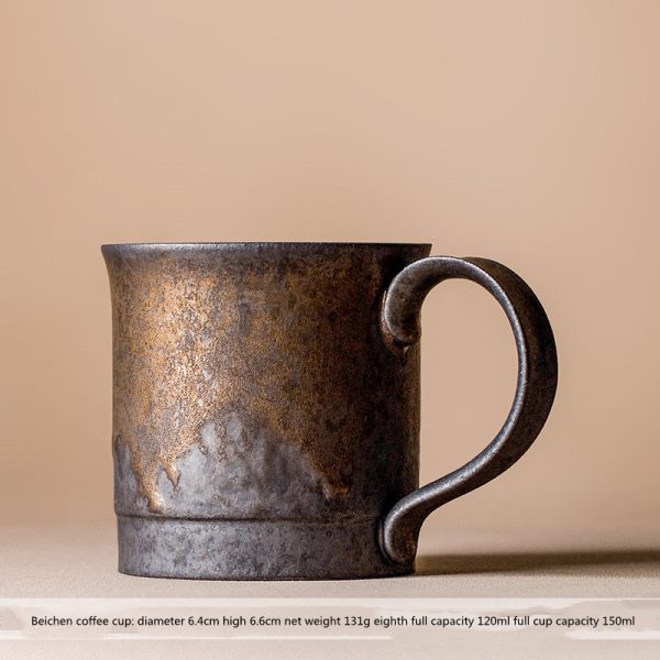 Retro Ceramic Rust Glaze Mug Gilt Simplicity