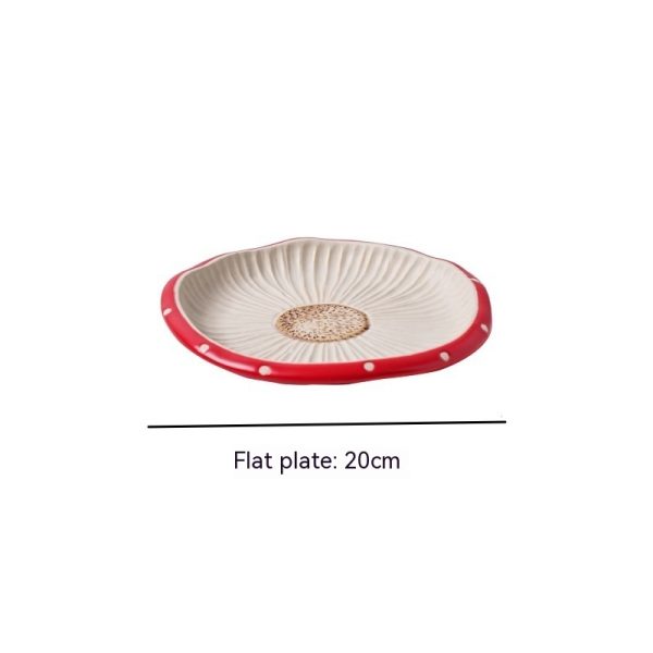 Cartoon Cute Good-looking Red Mushroom Ceramic Tableware Mug Dim Sum Plate Rice Bowl Instant Noodle Bowl Salad Bowl Spoon