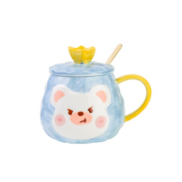 Cartoon Mug Bear Hand-Painted Ceramic Mug With Lid