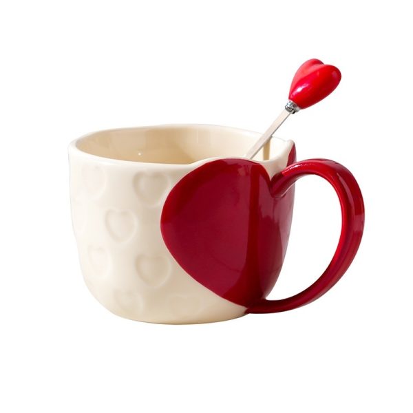 Heart-shaped Ceramic Mug Birthday Gift Souvenir Office Coffee Cup