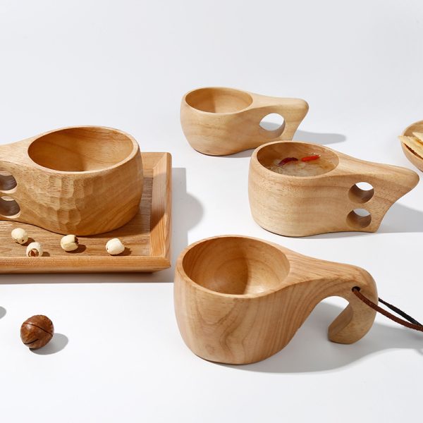 Creative Milk Wooden Mug With Rubber Wood Strap Handle Buckle