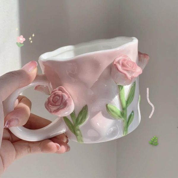 Girl Tulip Girl Heart Hand Painted Mug Ceramic