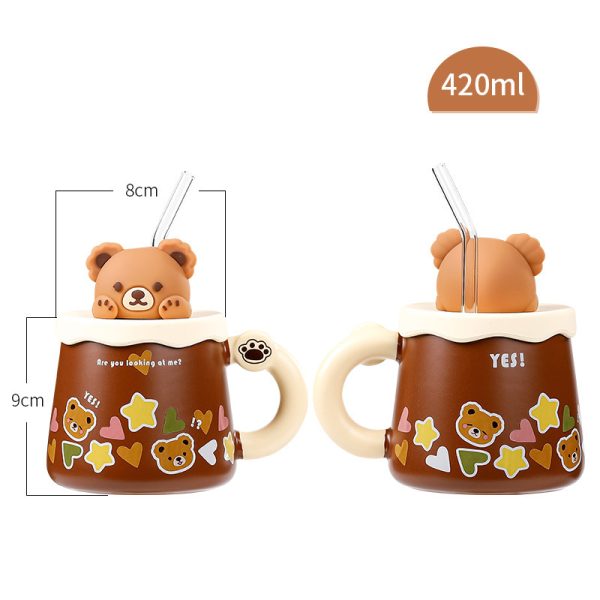 Bear Large Capacity Straw Mug With Lid