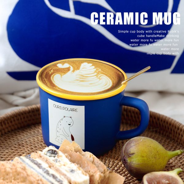 Animal Klein Blue Ceramic Mug Large Capacity Creative Small High-looking Drinking Cup Breakfast Coffee Cup