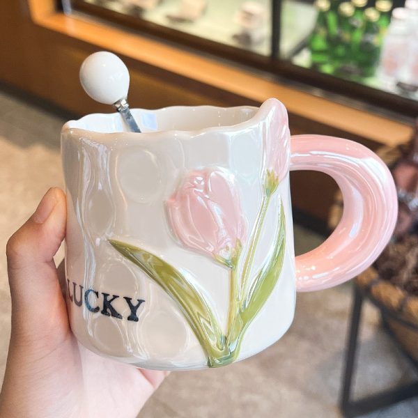 Creative Tulip Ceramic Cute High Appearance Gift Couple Coffee Mug