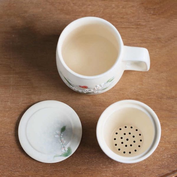 Hand Painted Butterfly Dance Household Mug With Lid
