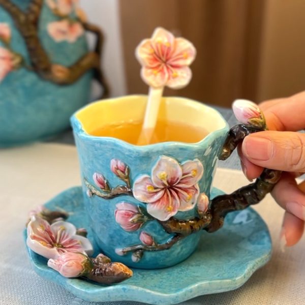 Hand-Painted Van Gogh-inspired Poetic Starry Sky Mug Ceramic Cup And Saucer Set Coffee Mug Tea Cup Set