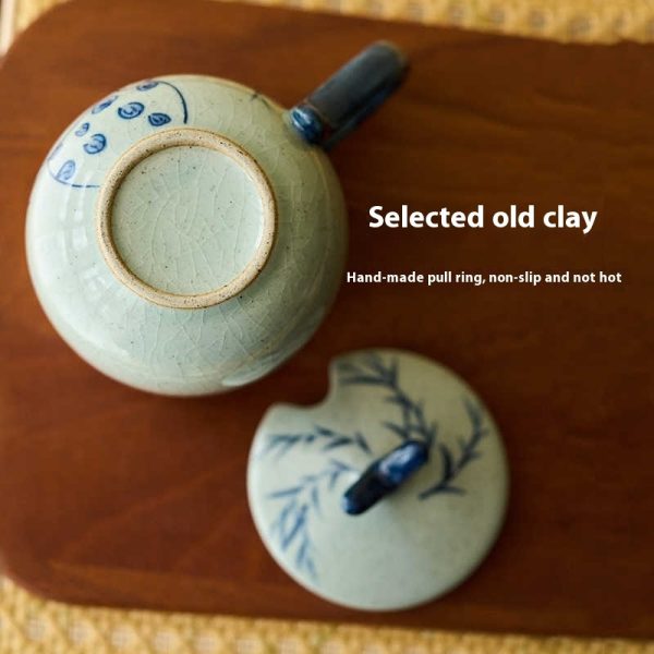 Hand Painted Blue And White Underglaze Mug With Lid