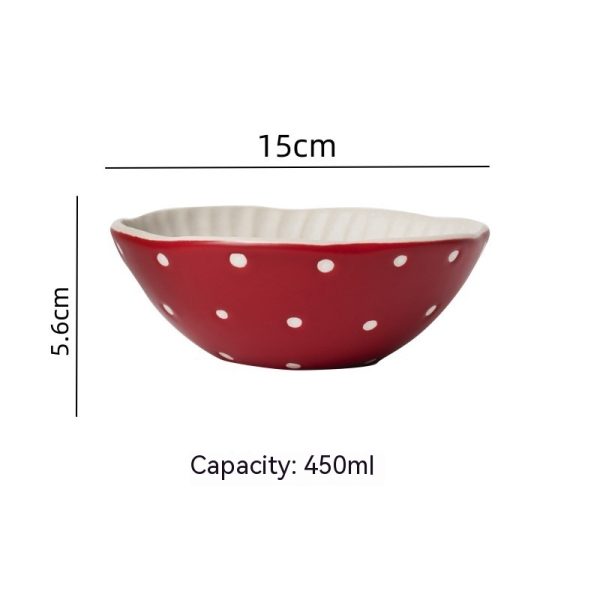 Cartoon Cute Good-looking Red Mushroom Ceramic Tableware Mug Dim Sum Plate Rice Bowl Instant Noodle Bowl Salad Bowl Spoon