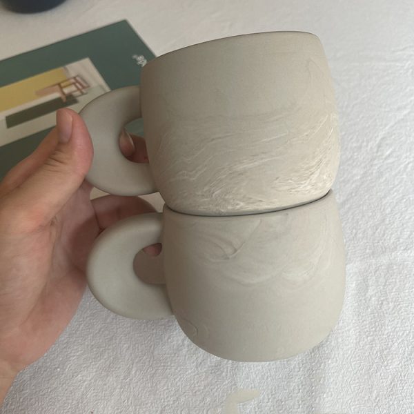 Three-color Matte And Frosted Texture Mug Large Capacity Microwaveable