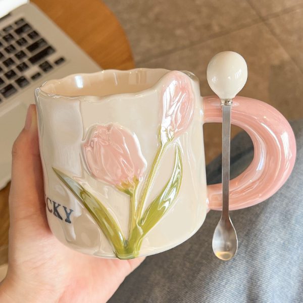 Creative Tulip Ceramic Cute High Appearance Gift Couple Coffee Mug