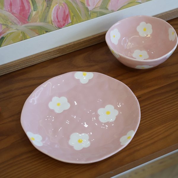 Ceramic Tableware Underglaze Hand Painted Flower Plate And Bowl Mug