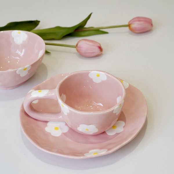 Ceramic Tableware Underglaze Hand Painted Flower Plate And Bowl Mug