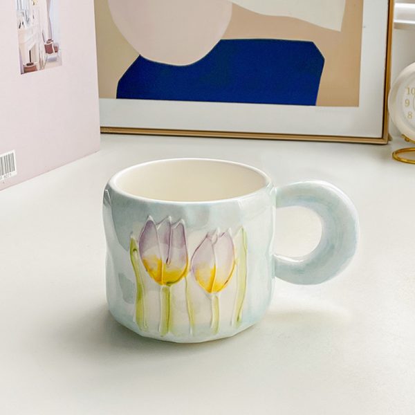 Ins Cute Tulip Ceramic Mug
