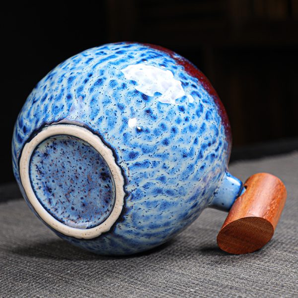 Kiln Change Ceramic Mug Office Wooden Handle Handle
