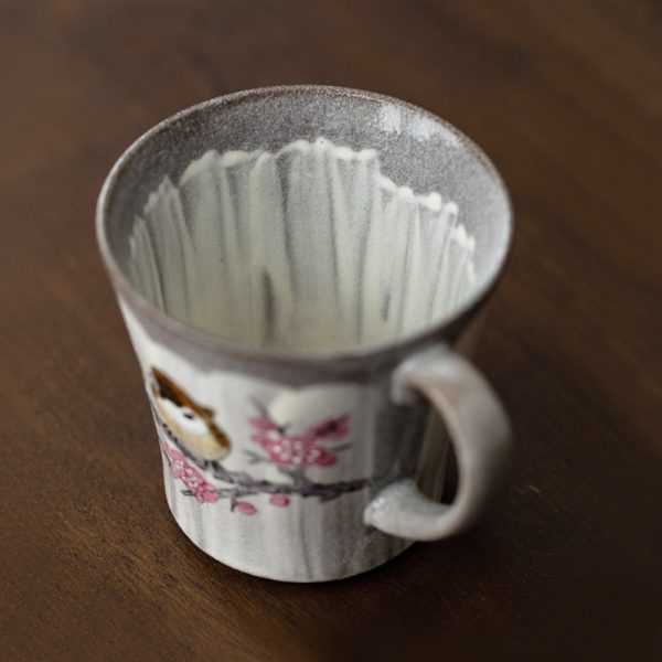 Sakura Bird Ceramic Mug Handmade Japanese Style