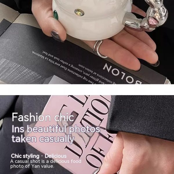 Creative Gem Mug Light Luxury Household Cups Ceramic Good-looking Enamelled Cup Thickened Handle Ceramic Cup
