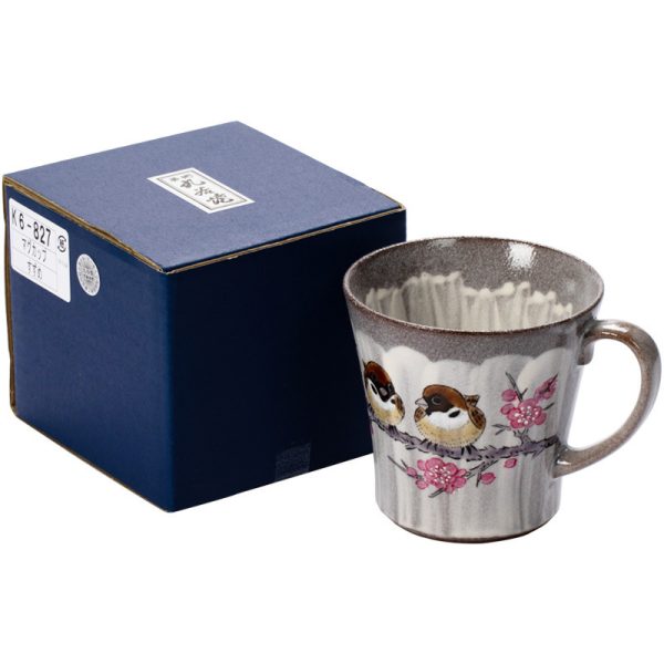 Sakura Bird Ceramic Mug Handmade Japanese Style