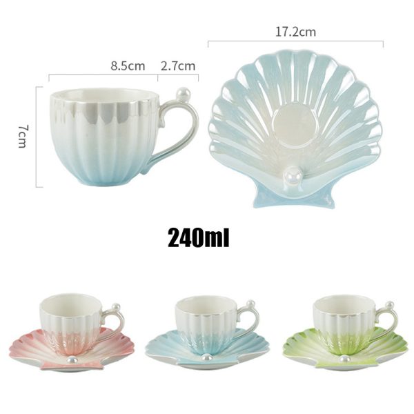 Shellfish Small Ceramic Mug High-end Cup And Saucer Set