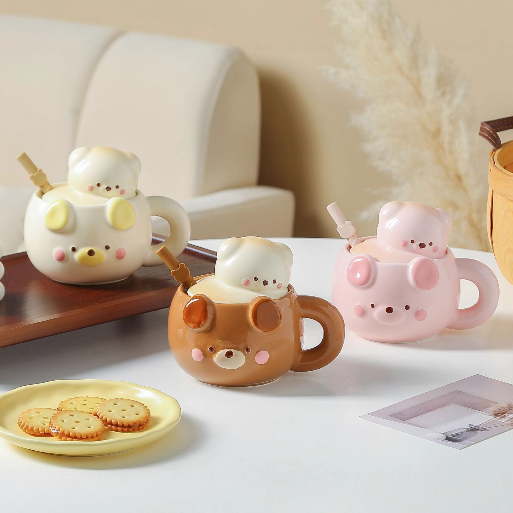 Cute Cartoon Porcelain Mug With Lid