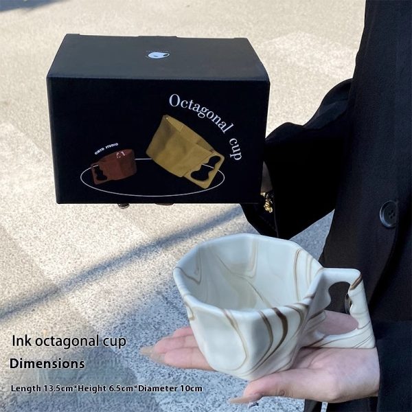 Simple Ink Octagonal Mug Good-looking Ceramic Cup
