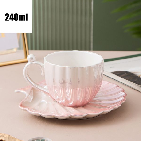 Shellfish Small Ceramic Mug High-end Cup And Saucer Set