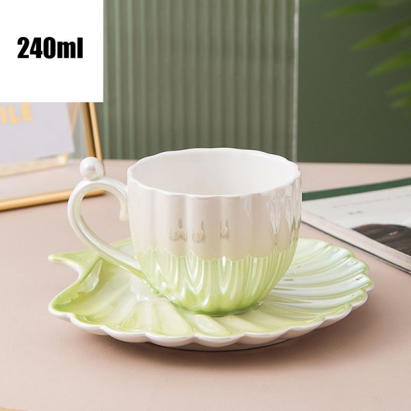 Shellfish Small Ceramic Mug High-end Cup And Saucer Set