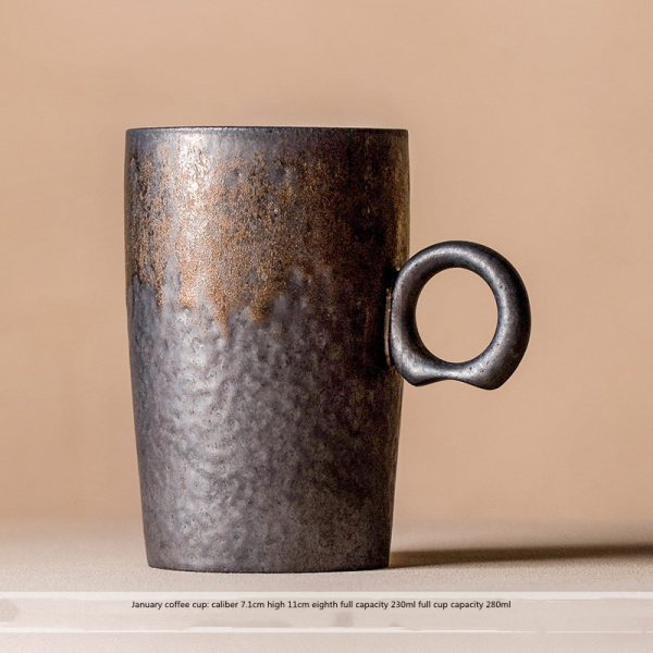 Retro Ceramic Rust Glaze Mug Gilt Simplicity