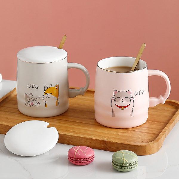 Creative Ceramic Coffee Mug With Lid Spoon