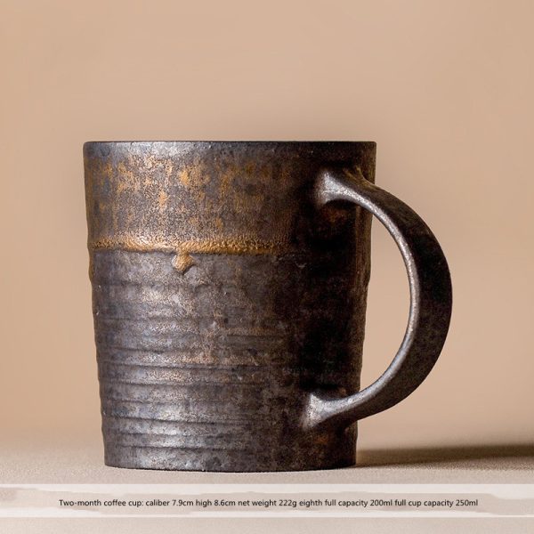 Retro Ceramic Rust Glaze Mug Gilt Simplicity