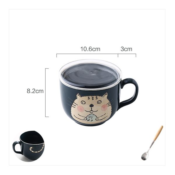 Ceramic Large Capacity Mug With Lid Spoon