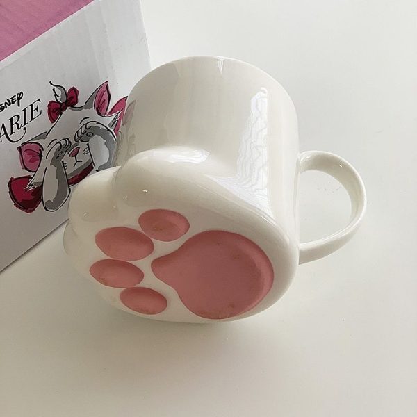Cream Color Cat's Paw White Ceramic Water Cute Cat Creative Cartoon Mug Office Coffee Cup