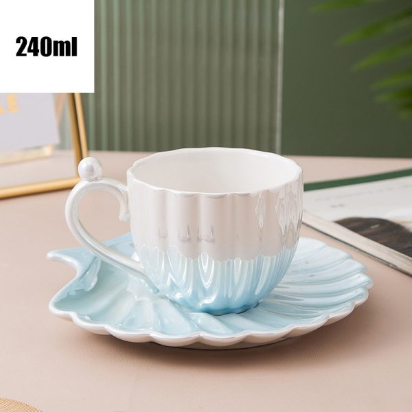Shellfish Small Ceramic Mug High-end Cup And Saucer Set