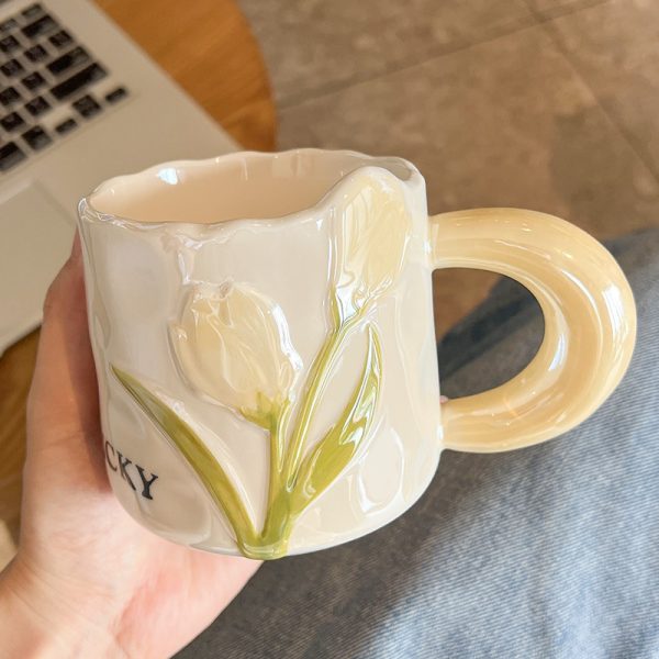 Creative Tulip Ceramic Cute High Appearance Gift Couple Coffee Mug