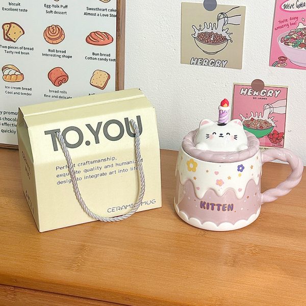 Ceramic Mug With Lid Cartoon Girl