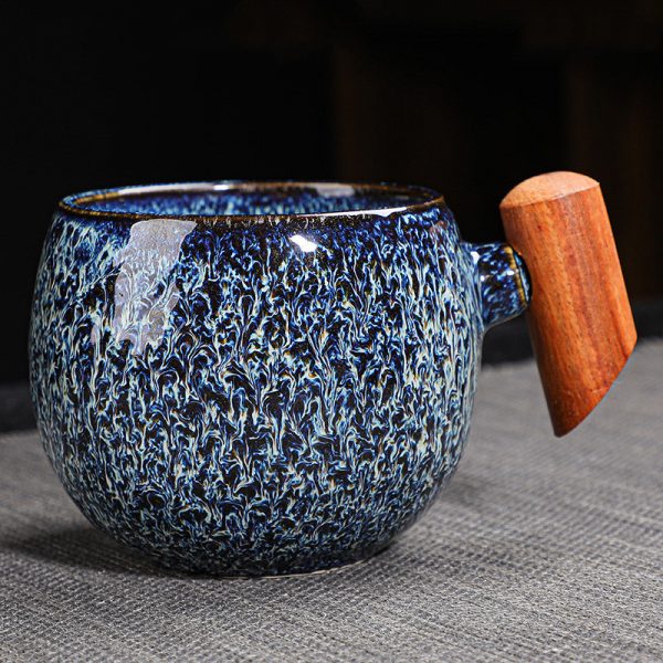 Kiln Change Ceramic Mug Office Wooden Handle Handle