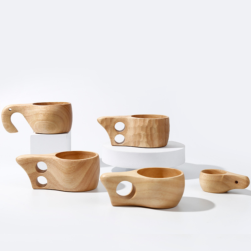 Creative Milk Wooden Mug With Rubber Wood Strap Handle Buckle