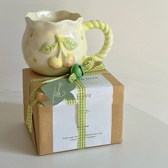 Handmade Irregular Cute Cherry Art Niche Mug