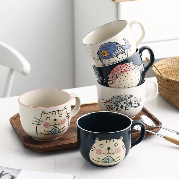 Ceramic Large Capacity Mug With Lid Spoon