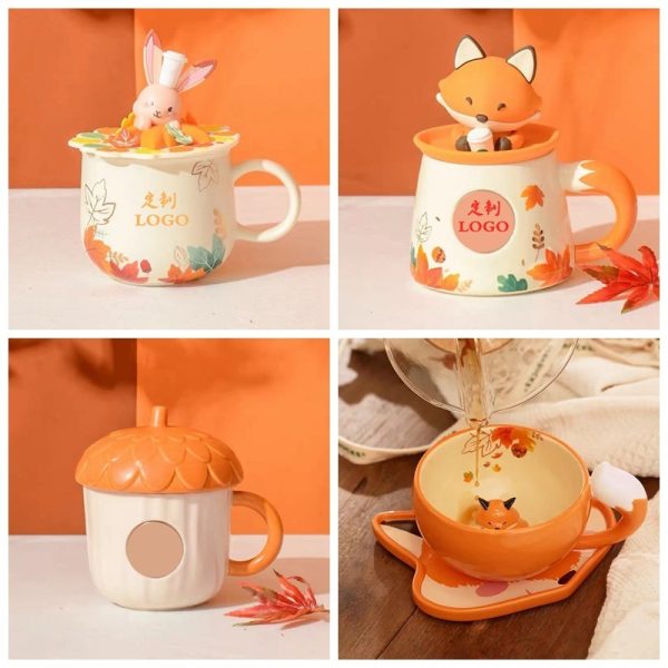 Maple Leaf Rabbit Acorn Squirrel Menghu Ceramic Desktop Mug