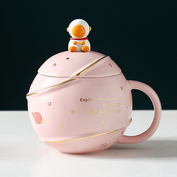 Creative Starry Ceramic Mug With Lid Spoon
